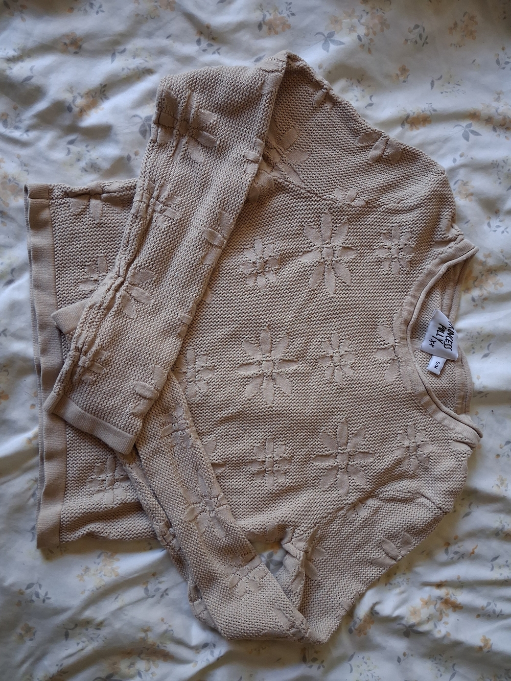 PRINCESS POLLY Cream Floral Knit Sweater - Women's